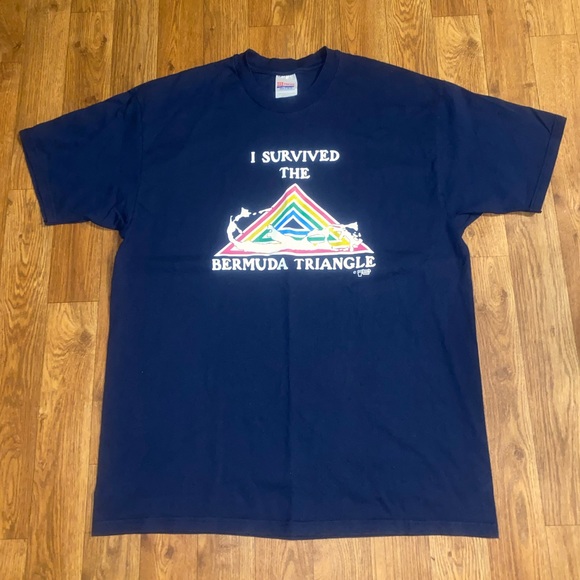 VTG 1983 I Survived The Bermuda Triangle Shirt, XL - Picture 1 of 4